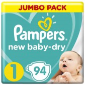 Подгузники Pampers New Baby-Dry Newborn, 94 шт, 2-5 кг.